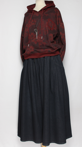 ЮБКА-БРЮКИ  джинсовая "Кокетка широкая " т.синяя р.46-54