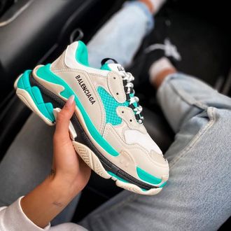 Кроссовки Balenciaga Triple S серые с голубым в Перми