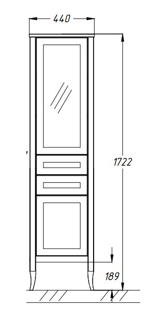 ПЕНАЛ МИРАЖ 44 СВЕТЛЫЙ ОРЕХ (ПЕТЛИ СПРАВА)