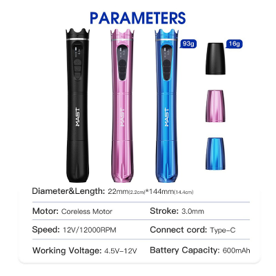 Беспроводная машинка для татуажа Mast Crown P35 Permanent Makeup Pen Black