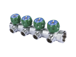 Коллектор регулирующий STOUT 3/4", 4 отвода 1/2" плоское уплотнение (Арт. SMB-6849-341204)