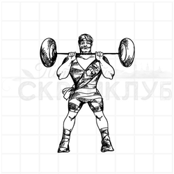 штамп ретро штангист