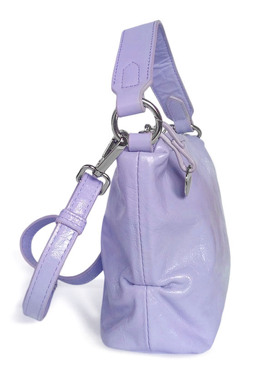 (АРТИКУЛ: 9950/1) СУМКА ЖЕНСКАЯ  МАЛЕНЬКАЯ, НАТУРАЛЬНАЯ ГЛЯНЦЕВАЯ КОЖА, СИРЕНЕВАЯ, С  ПЛЕЧЕВЫМ РЕМНЕМ