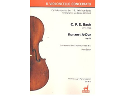 Bach, C.F.E. Konzert A-Dur Wq172 für Violoncello solo, 2 Violinen, Viola und Bc für Violoncello und Klavier