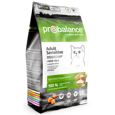 Корм Probalance Sensitive для кошек с чувствительным пищеварением курица 0,4 кг