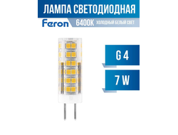 Лампа Feron G4 230V 7W(600lm) 6400K 6K 220V 50x16 прозрач. LB-433 25865