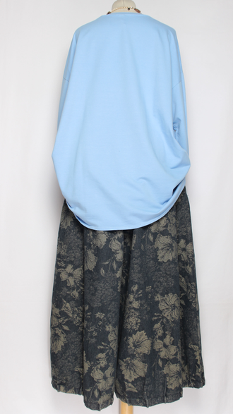 Джемпер Бохо хлопок "Цветок пайетки" фуксия, голубой до р.54