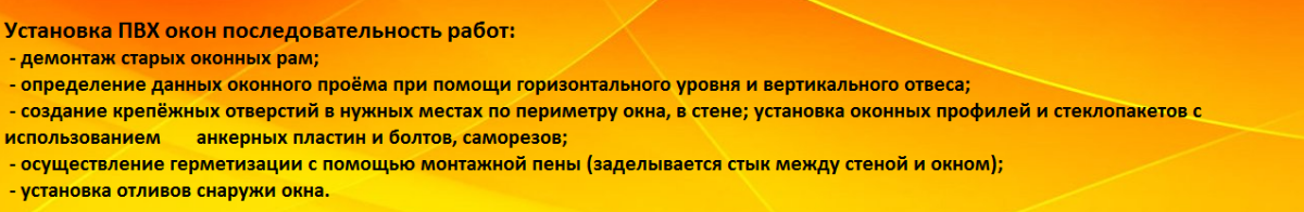 Последовательность установки окон