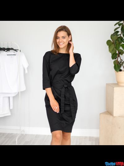 ПЛАТЬЕ DOCLIKE DL382 черное с поясом