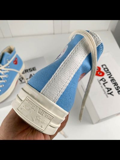 Converse Comme des Garcons Blue голубые высокие с сердечком