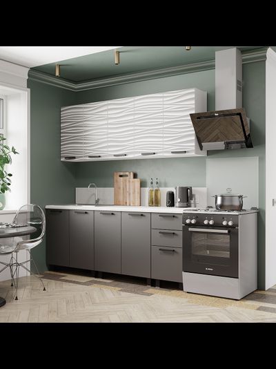 Рио 2 м кухонный гарнитур Белый/F02