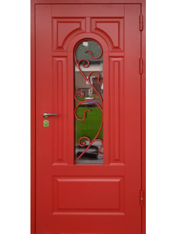 №12. входная дверь со стеклопакетом. сборная мдф накладка 20 мм с объёмной филёнкой