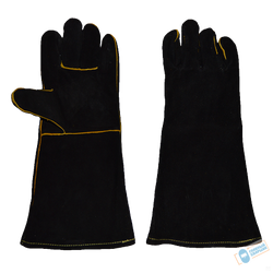 Краги спилковые с подкладкой (черные), 35 см (К1403)