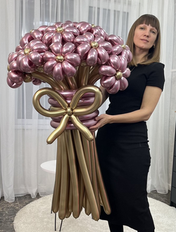 19 ромашек в цвете розовый и золотой хром