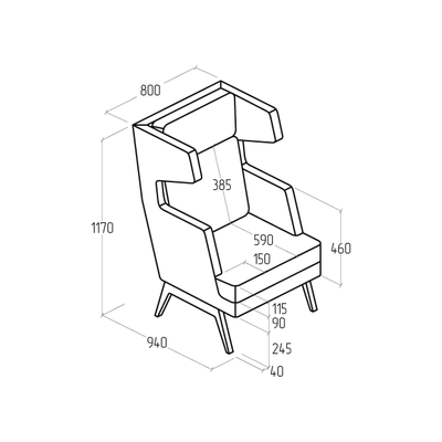 Кресло Everprof Marko высокое Ткань Коричневый Темное дерево