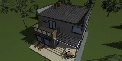 Двухэтажный каркасный дом с четырьмя спальнями 146м² (SK6)