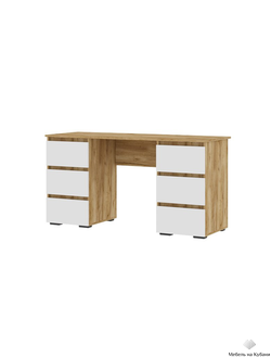 Хелен ПС 02 письменный стол Дуб Крафт золотой/Белый шагрень