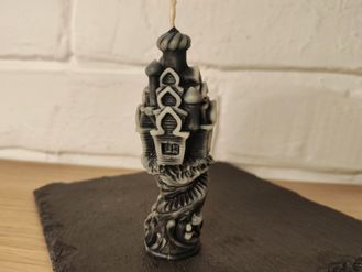 Свеча "Терем" черная с белым мраморная, 1 шт., 3 x 9 см