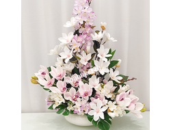 Неповторимо Нежная композиция из искусственных цветов в вазе - Небесная нежность № КС007/Купить