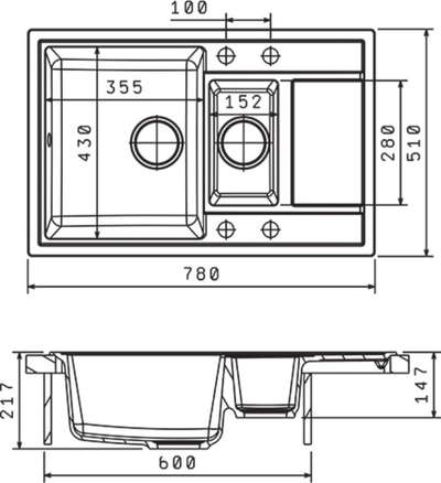 Мойка Florentina Липси-780К (780 х 510 мм)