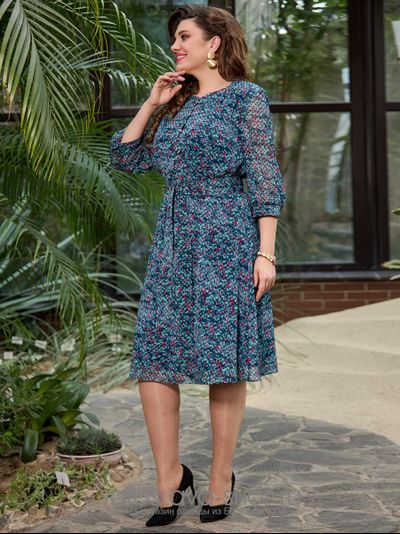 Платье из шифона с растительным орнаментом