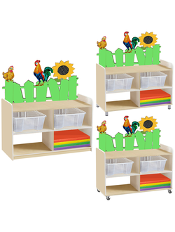 ТУМБА ДЛЯ ИГРУШЕК И ПОСОБИЙ 18 ОДНОСТОРОННЯЯ С 2-МЯ КОНТЕЙНЕРАМИ И МИНИ-МАТАМИ