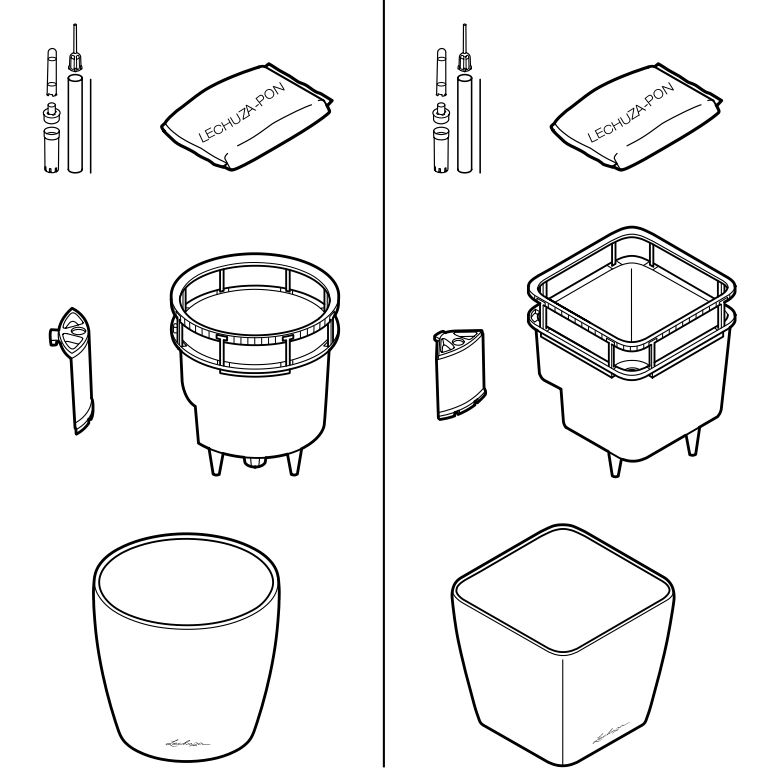 Инструкция по сборке кашпо Lechuza Classico LS и Lechuza Quadro LS с техническим горшком