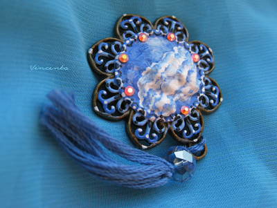 Брошь с небом и звёздами - "Небо Неверленда. От второй звезды направо и прямо до утра!"