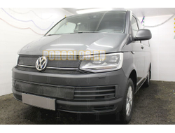 Защита радиатора Volkswagen T6 (Transporter,Multivan,Caravelle), (TrendLine) (4части) 2015- black верх