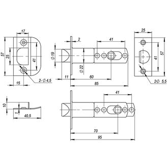 Ручка защелка Ajax (Аякс) 6010 PB-E (кл./фик.) золото