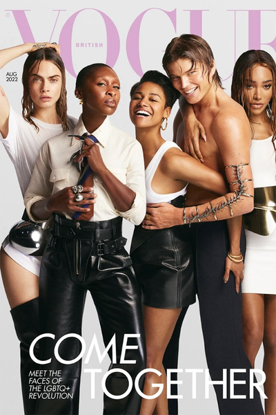 Vogue British August 2022 Ariana DeBose, Cynthia Erivo, Aweng Chuol, Cameron Lee Phan, Cara Delevingne, Jordan Barrett, Kai Isaiah Jamal, Munroe Bergdorf, Nathan Westling, heerah Ravindren, Valentina Sampaio Cover