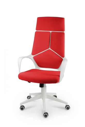 Кресло офисное IQ белый пластик/красная ткань