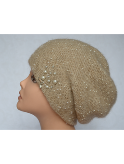 Vizio 5857 итальянский берет с бисером бежевый фото