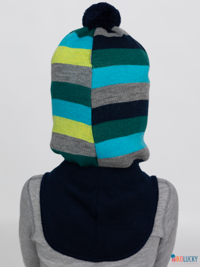 Шапка-шлем  20101-02 темно-синий,бирюзовый,изумрудный р. 54-56