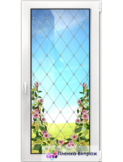 Витражная пленка, витражная пленка самоклеющаяся под заказ,пленочный витраж с цветочным рисунком
