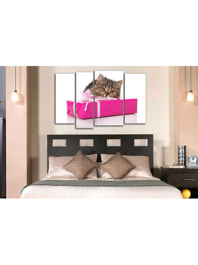 Модульная картина "Котик и подарок"