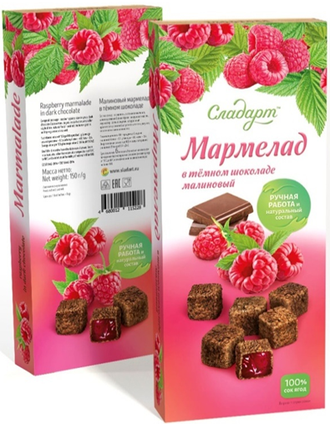 Сладарт Мармелад Малиновый в тёмном шоколаде, 150г