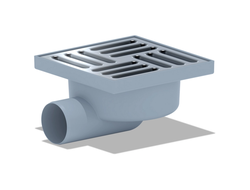 Трап гориз-ый нерег. с выпуском 50мм, с нерж. реш. 150х150 сухой [98622]