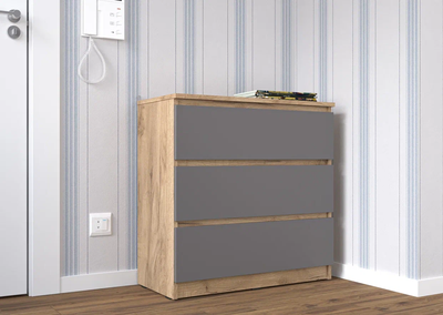 Комод Сити К-1, серый графит, крафт золотой