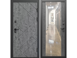 Дверь Стоун бетон с панелью Зеркало бетон
