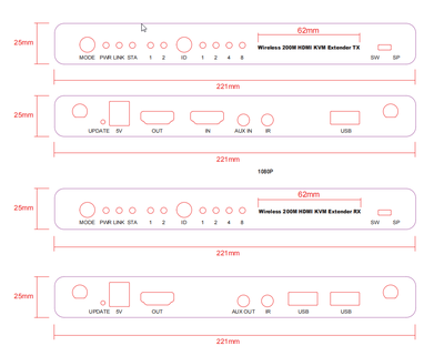 DE/VK-W200 беспроводной HDMI удлинитель  для HDMI 1080p (до 200 м.)