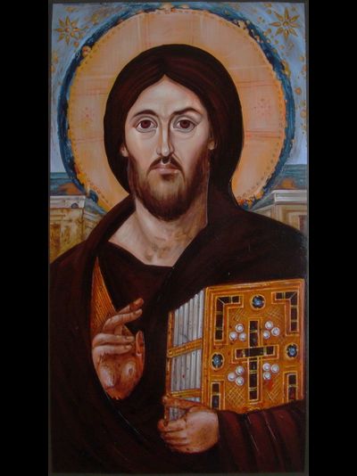 Господь Вседержитель на Престоле. (Спас на Престоле). Рукописная икона.