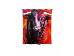 Штора в ванную с символикой "Быка" №3