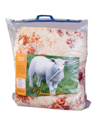 Одеяло овечья шерсть облегченное 172х205 см., чехол – ткань п/э &quot;Микрофибра&quot;, упаковка – пакет ПЭ с ручкой