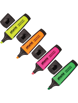 Маркер выделитель текста Attache Selection Neon Dash, 1-5мм, набор 4 цвета