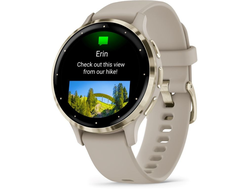 Garmin Venu 3S Soft Gold Stainless Steel Bezel with French Gray Case and Silicone Band (010-02785-02 / 010-02785-52)