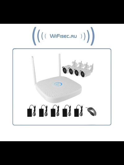 ACESEECCTV. Комплект уличного WiFi/LAN видеонаблюдения, видеорегистратор с WiFi модулем и 4 беспроводные видеокамеры, Full HD (1 порт RJ45)