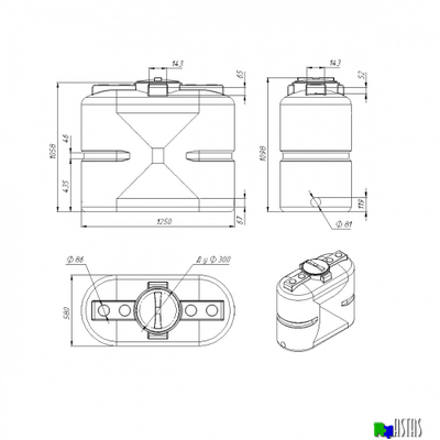 Емкость Экопром S 500 л черная