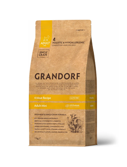 Grandorf (Грандорф): сухой корм для собак мини-пород 4 вида мяса с пробиотиками, 1 кг