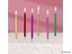 Свечи в торт "С днем рождения", 6 шт, 6,5 см, металлик